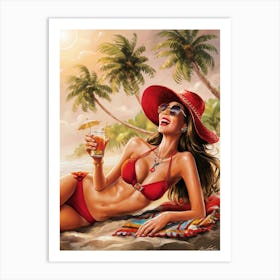 Girl In A Bikini Art Print