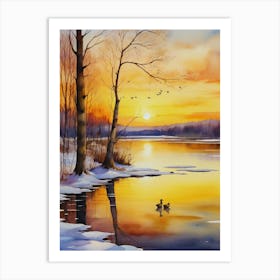 Ducks At The Lake Art Print