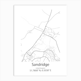 Sandridge,United Kingdom Minimalist Map Art Print