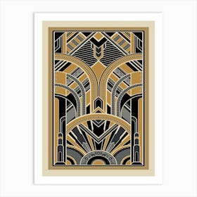 Art Deco Pattern 2 Black and Gold Art Print