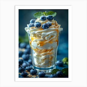 Blueberry Ice Cream In A Glass Art Print