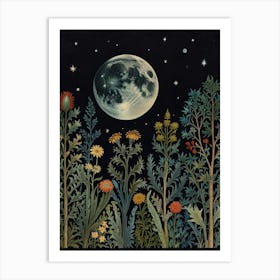 Moon In The Garden Style William Morris 1 Art Print 3 Art Print