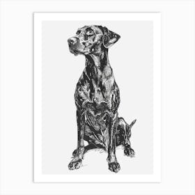 Dog Black Line Art Art Print