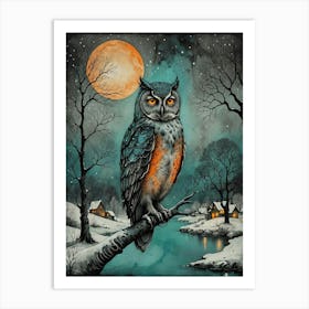 Owl In The Hood 006 Art Print