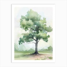 Mahogany Tree Atmospheric Watercolour Painting 4 Art Print
