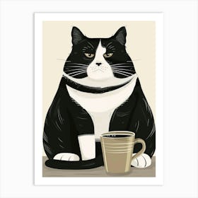 Cat With A Cup Of Coffee 3 Art Print