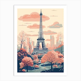 Eiffel Tower   Paris, France   Cute Botanical Illustration Travel 5 Art Print