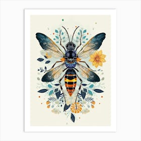 Colourful Insect Illustration Yellowjacket 5 Art Print