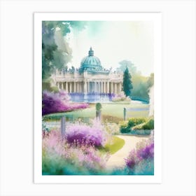 Blenheim Palace Gardens, 1, United Kingdom Pastel Watercolour Art Print