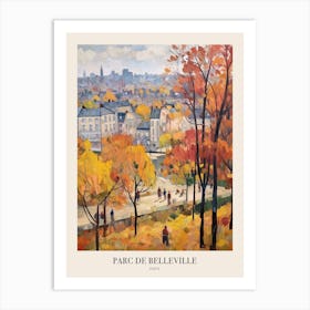 Autumn City Park Painting Parc De Belleville Paris France 2 Poster Art Print