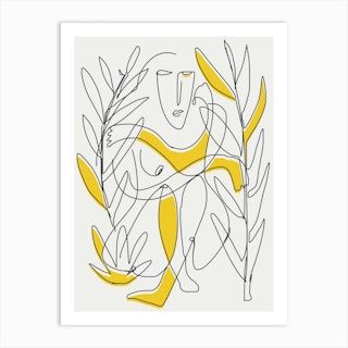 Line Art Tropical Figurative Art Print