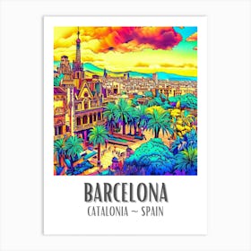 Barcelona Colorful Cityscape 1 Art Print