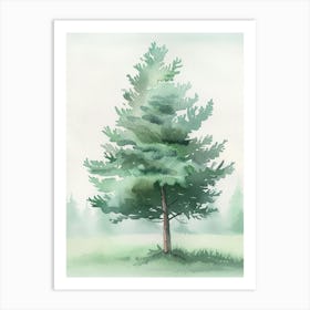 Pine Tree Atmospheric Watercolour Painting 2 Art Print