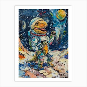 Dinosaur As An Astronaut Painting Art Print