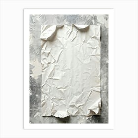 Crumpled White Sheet Of Old Cardboard Paper With Crumpled Texture Closeup Retro Style Pattern Embos (5) Art Print