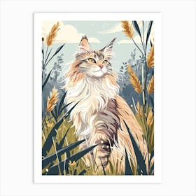 Norwegian Forest Cat Storybook Illustration 1 Art Print