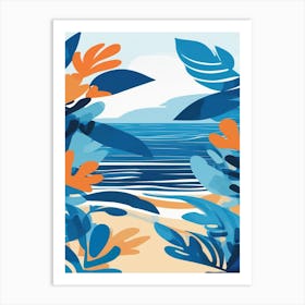 ocean blue leafs print 3 Art Print