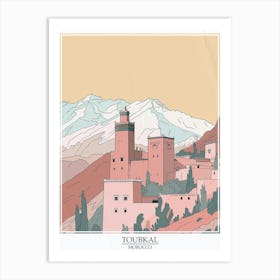 Toubkal Morocco Color Line Drawing 6 Poster Art Print