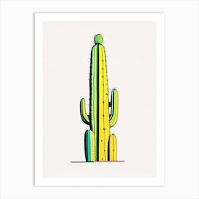 Totem Pole Cactus Minimal Line Drawing Art Print