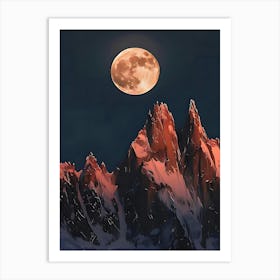 Full Moon In The Mountains Art Print