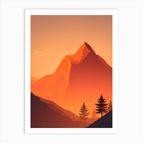 Misty Mountains Vertical Composition In Orange Tone 33 Art Print