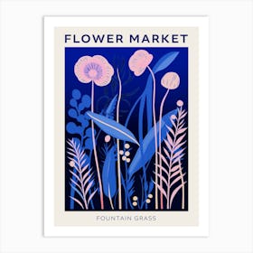 Blue Flower Market Poster Fountain Grass 1 Art Print