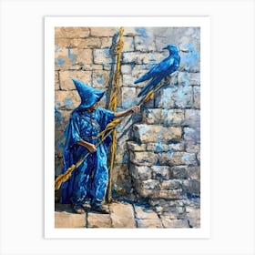 Blue Wizard and Blue Raven Art Print