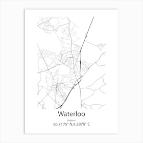 Waterloo,Belgium Minimalist Map Art Print