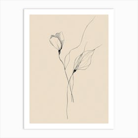 Two Flowers On A Beige Background Art Print