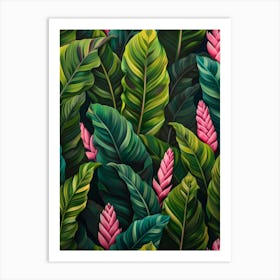 Tropical Leaves Seamless Pattern 15 Art Print