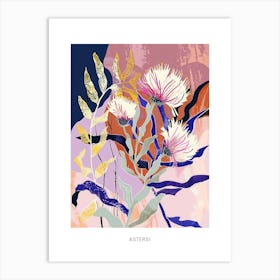 Colourful Flower Illustration Poster Asters 11 Art Print