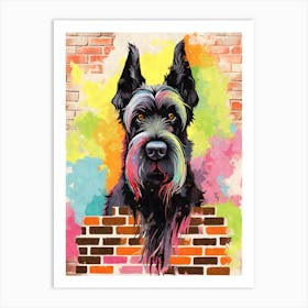 Aesthetic Giant Schnauzer Dog Puppy Brick Wall Graffiti Artwork Art Print