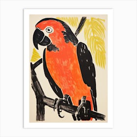 Parrot, Woodblock Animal  Drawing 1 Art Print