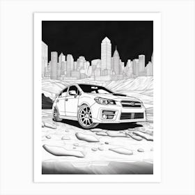 Subaru Impreza Wrx Sti Desert Drawing 1 Art Print