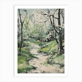 Grenn And White Trees In The Woods Painting 1 Art Print