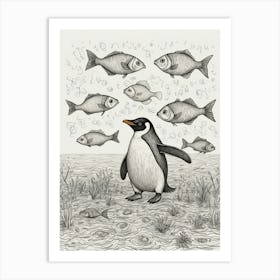 Penguins And Fish Art Print