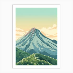 Mount Vesuvius Italy Color Line Drawing (4) Art Print