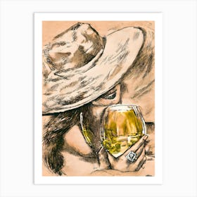 Woman Drinking Wine 6 Art Print