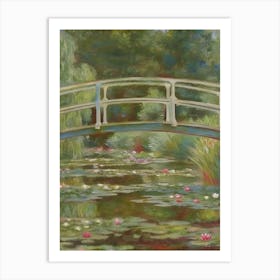 Bridge Over A Pond Of Water Lilies Art Print