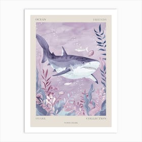 Purple Nurse Shark Illustration 4 Poster Art Print