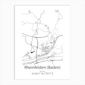 Rheinfelden,Switzerland Minimalist Map Art Print