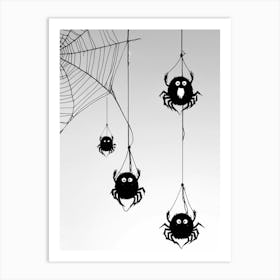 Spiders Hanging From A Web Art Print