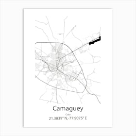 Camaguey,Cuba Minimalist Map Art Print