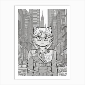 Cat Girl In The City Art Print