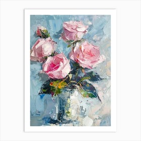 Pink Roses In A Vase 4 Art Print