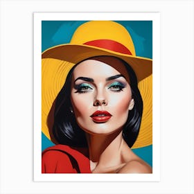 Woman Portrait With Hat Pop Art (7) Art Print