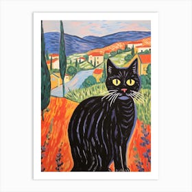 Painting Of A Cat In Val D Orcia Italy 1 Art Print