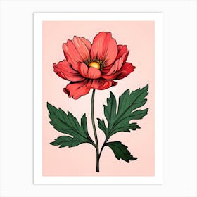 Red Poppy Flower 3 Art Print