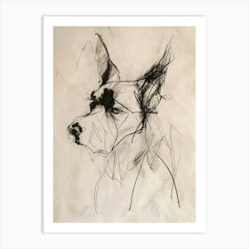 Minimalist Dog Line Charcoal Sketch Art Print