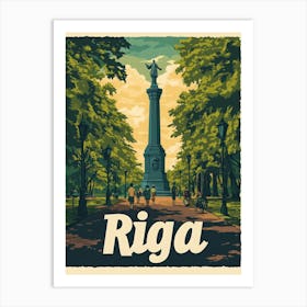 Aihrgdesign A Retro Travel Poster For Riga 2 Art Print